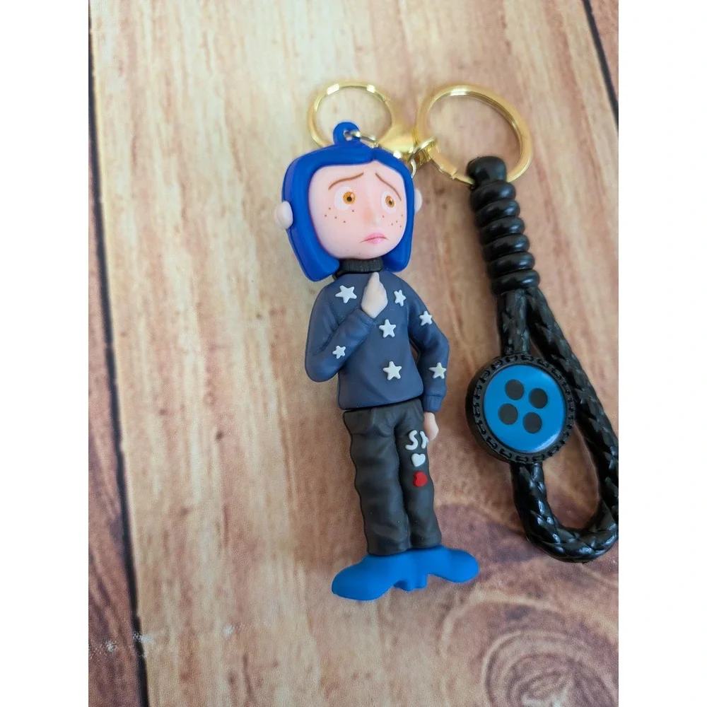 Coraline Mood Doll Button Eyes 3D Keychain - Charm Fantasy Movie‎ Character
